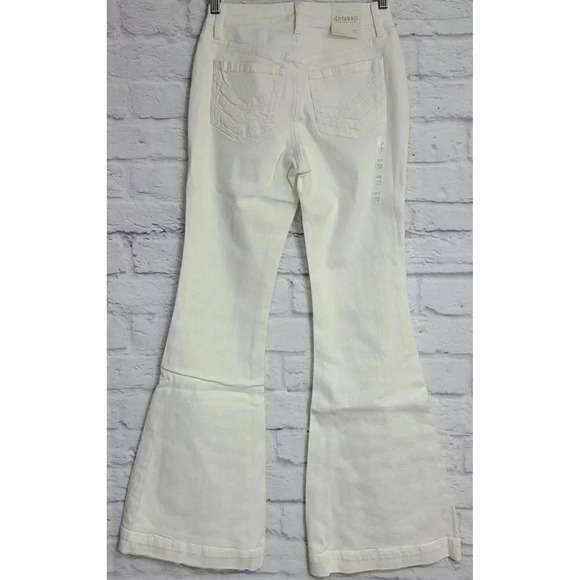 Shyanne Mid Rise Bootcut Jeans Women's 26 Off White Flare Western Cowgirl New - Picture 2 of 10